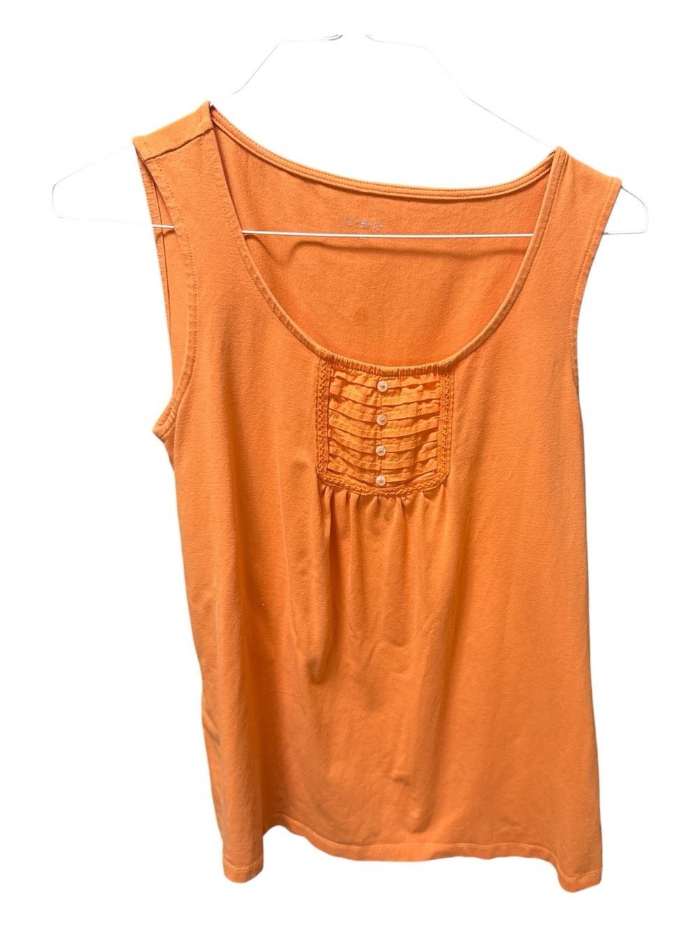 Cleo Orange Pleated Button Front Sleeveless Top – Size L/XL - Picture 3 of 5